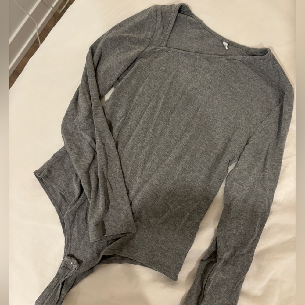 Long sleeve asymmetrical neck bodysuit